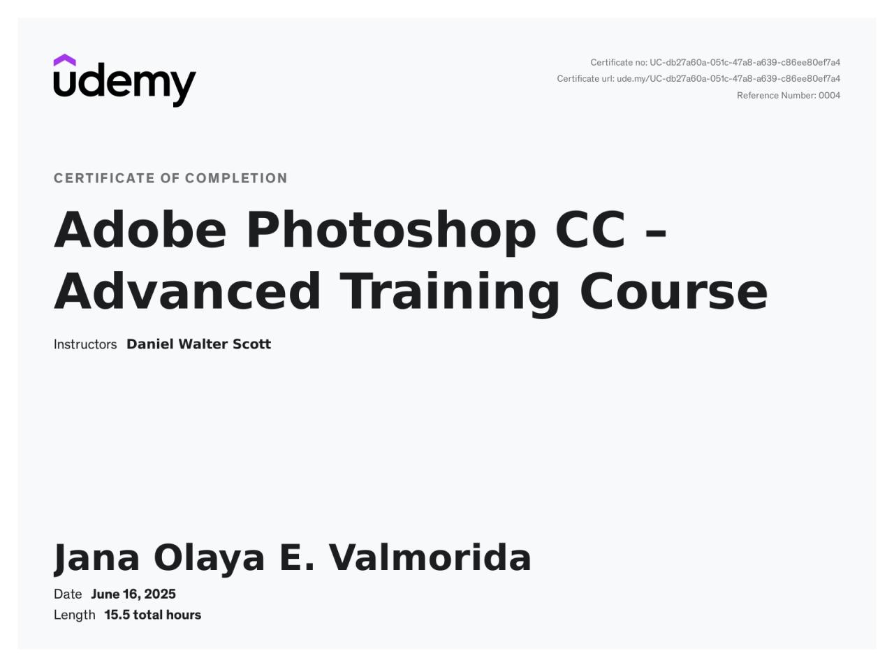Advanced Photoshop Certificate